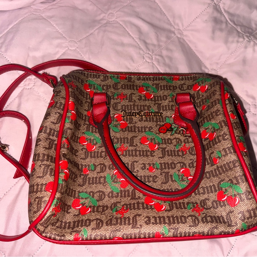 Juicy Couture Cherry Print Shoulder Bag - Red and Brown